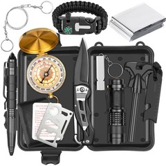 12-in-1 Outdoor Survival Kit: Compass, Fire Starter, Tools for Camping & Hiking