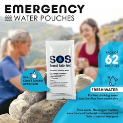 Emergency Drinking Water Packets – 62 Count, 5-Year Shelf Life, Survival Supply