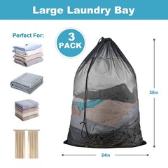 EyvirQic 3 Pack Large Mesh Laundry Bag, 24 x 36 Inch Wash Large, black