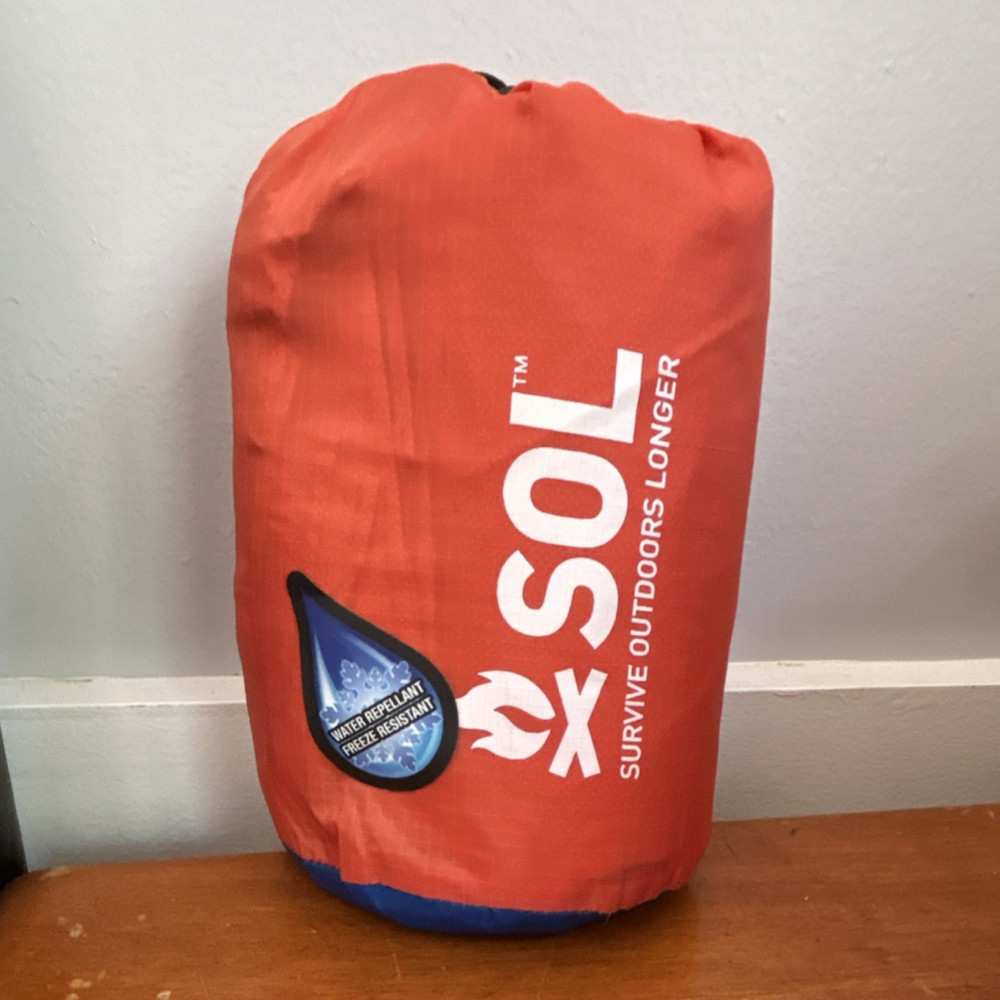 Large oversized SOL Thermal Bivvy Emergency Blanket Water Resistant Orange/Blue