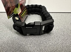 Survival Bracelet Secure Line 550 Nylon Paracord Braid Black Outdoor Medium