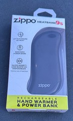 Zippo Heatbank 9s Rechargeable Hand Warmer & Power Bank New Black open box