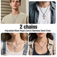 Self Defense Cross Necklace For Men Women 2 PCS Chains EDC Multi-Tool Titaniu…
