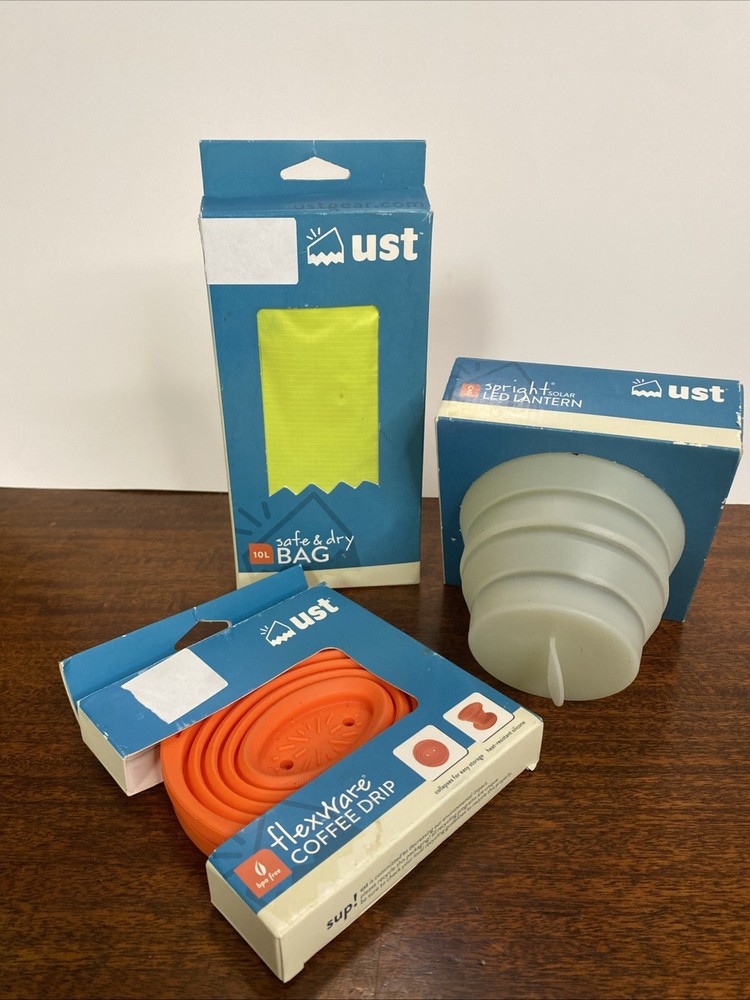 UST Camping Kit Dry Bag, Coffee Drip, Solar Led Lantern