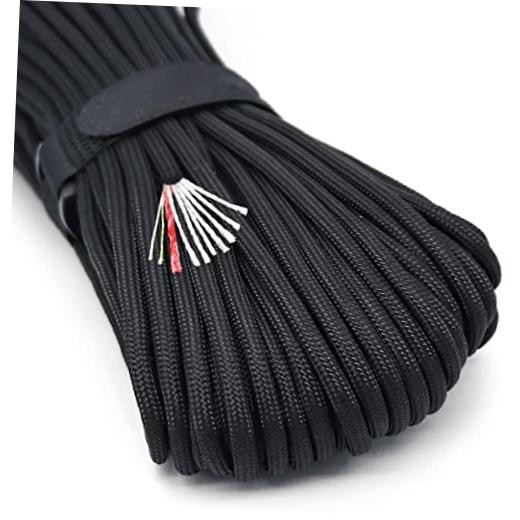 Survival Paracord Parachute Fire Cord Survival Ropes Red 100 Feet Black-100ft