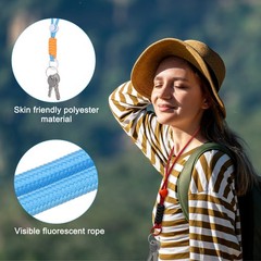 2 Pcs Paracord Lanyard Necklace, with Key Ring, Blue White Orange