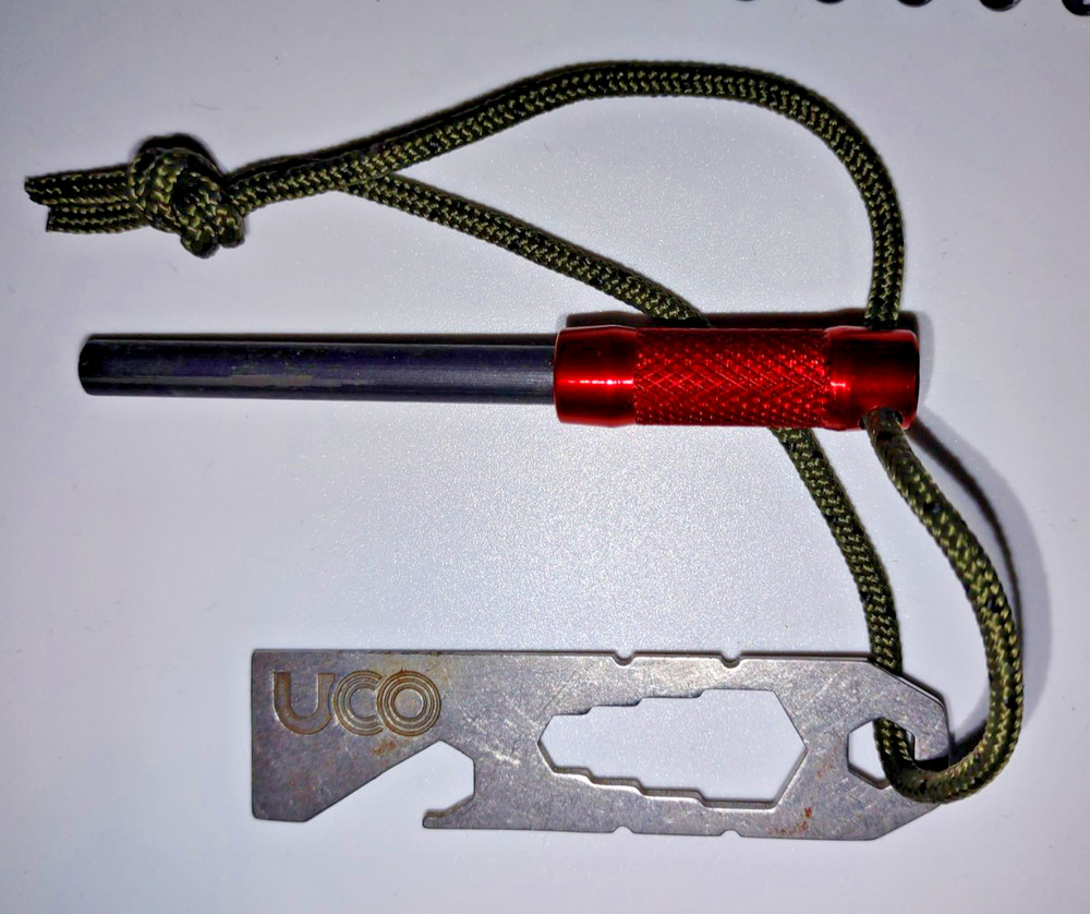 UCO Survival Fire Striker * Ferro Rod with Multi-Tool Red w/Paracord Lanyard