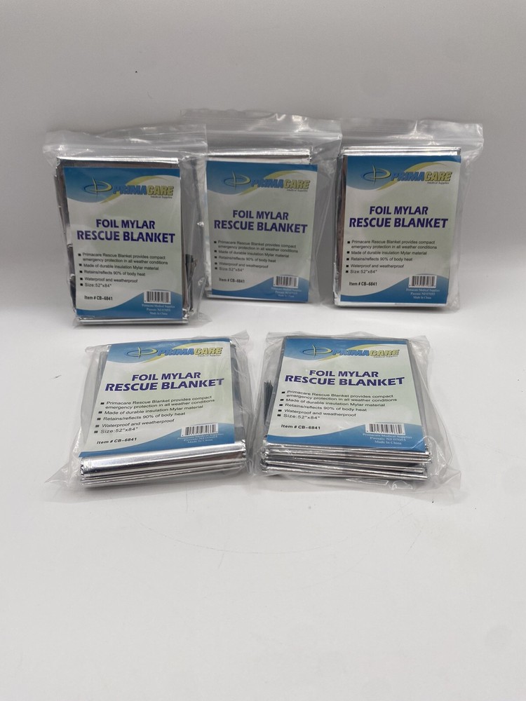 PrimaCare Foil Mylar Rescue Blanket Lot of 5