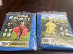 Hooded Packable Emergency Rain Poncho Adult & Child Sizes Waterproof Camp/Sports