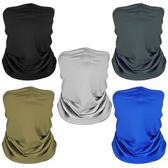 5 Pack Neck Gaiter Face Cover for UV Sun Protection, Large, Multicolor-1