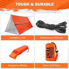 2 Person Mylar Emergency Shelter Tube Tent with Paracord & Whistle
