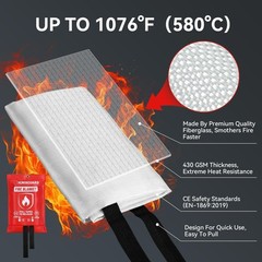 IGNISGUARD Emergency Fire Blanket 40″x40″ for Home & Kitchen Safety