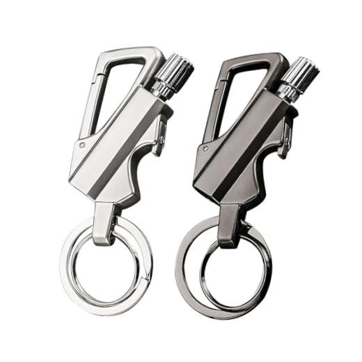 2 Pack Permanent Match Infinity Lighter, Multitool Keychain Bottle Silver*black