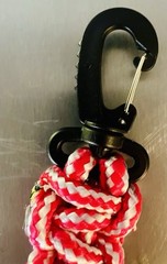 8” Braided Nylon Rope Keychain Fob Locking Carabiner Red Black White Key Ring