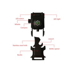 Led Light Compass Bracelet Strap with Whistle Buckle Camping Hiking Survive Tool