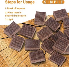 Fire Starter Squares 64, Odorless Fire Starters for Fireplace, Camping