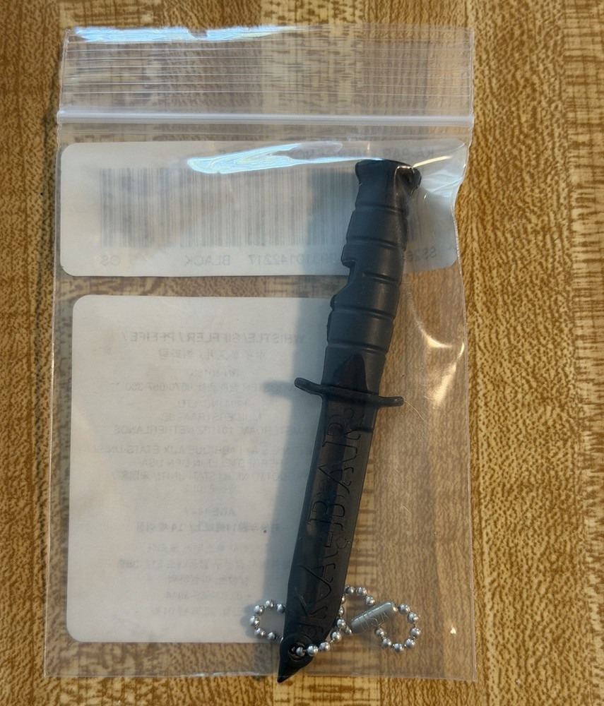 Ka-Bar Emergency Safety Whistle 100 dB Keychain Black Plastic SS26A60
