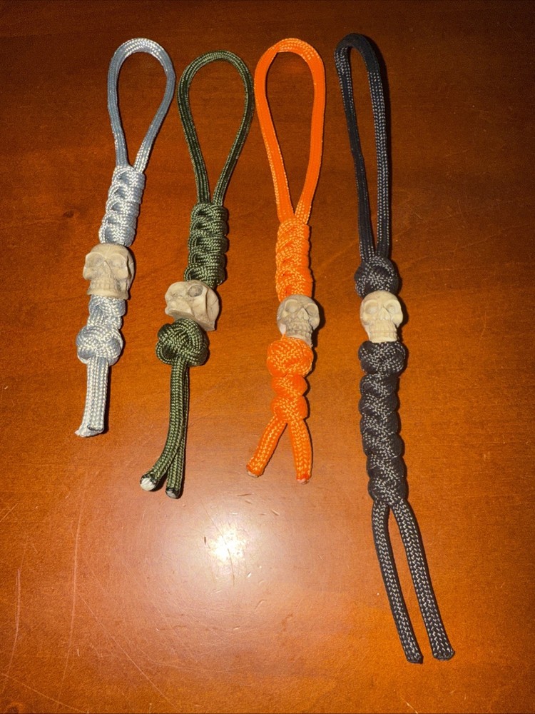 4pk Paracord Combo Knife Lanyard Neon orange, Grey, Green Black with Skull