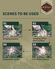 AOFAR Fire Starter AF 376 Ferrocerium (Ferro) Rods Fire Starter Kit with Two