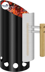 6.5″X14.5″ Double Enameled Charcoal Chimney Starter with Stainless Steel Heat Sh