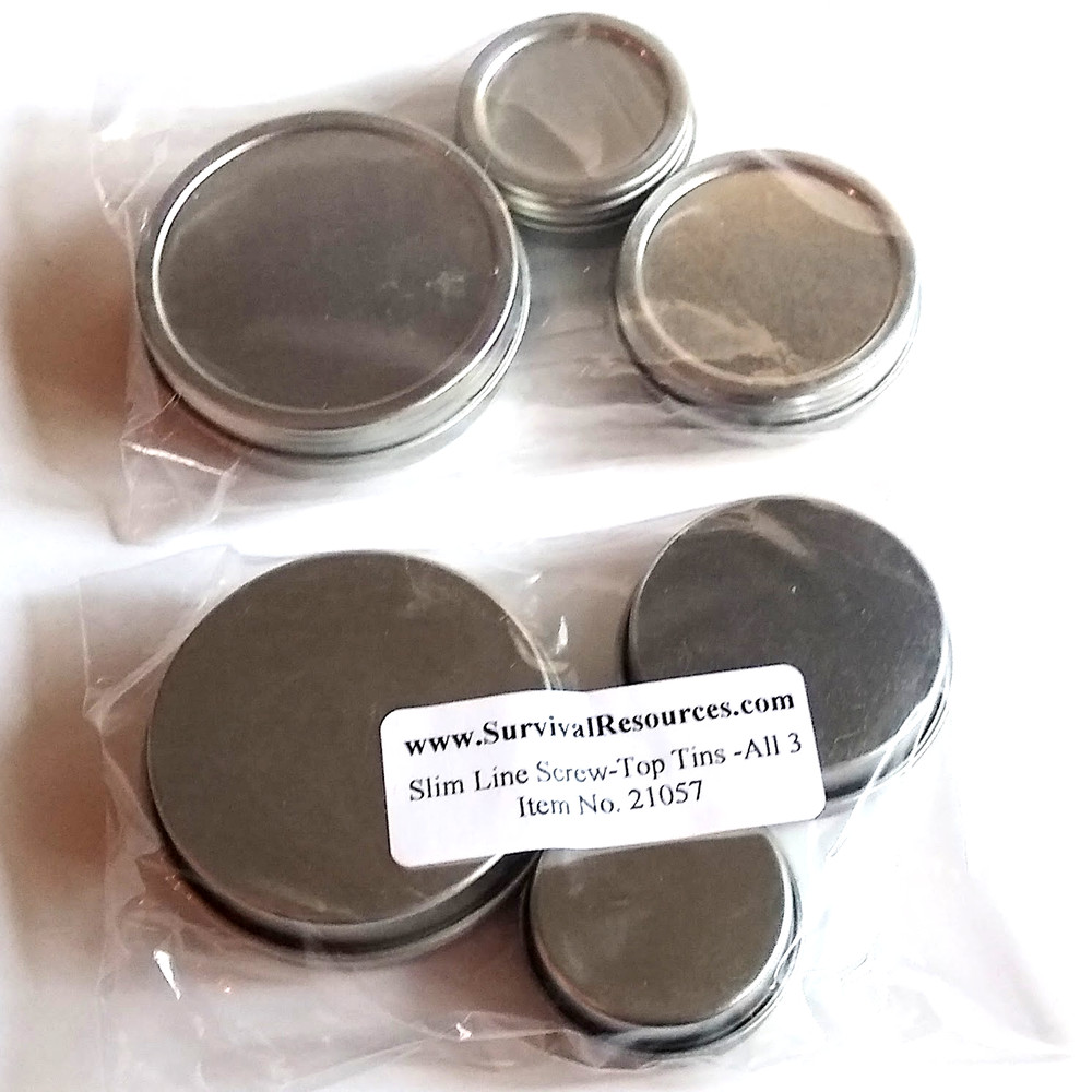 18 Metal Round Tins w Screw On Lids 3 Varied Sizes NEW Sealed Pkgs