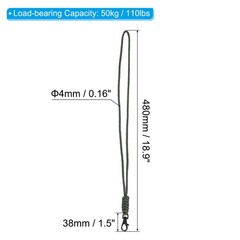 19″ Paracord Lanyard Lobster Clasp Necklace Badge Holder Strap Cord, Green