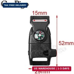 Paracord Buckle with Whistle Compass, Side Release Plastic Buckles for Paracord