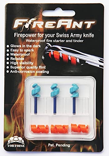 FireAnt 3 Pack Fire Starter and Tinder System for Swiss Army Knives Blue Glow