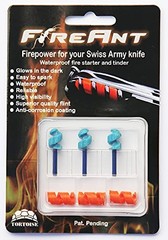 FireAnt 3 Pack Fire Starter and Tinder System for Swiss Army Knives Blue Glow