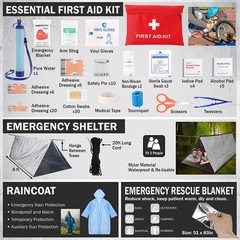 Survival Kit, Gear and Equipment 258 PCS with Water Filter, Black