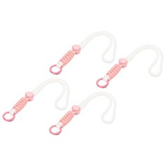 4Pcs Paracord Lanyard Keychain with Spring Ring, Pink, White