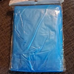 Blue Waterproof PE Emergency Rain Coat with Hood and Sleeves Adult Size