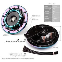 Car Horn Supertone Horn 12V Motorcycle Horns Loud Horns for Car, High cyan