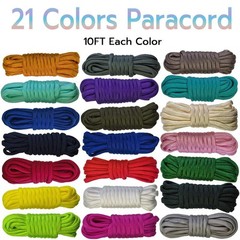 21 Colors Paracord (10FT Each Color), 550lb Parachute Cord Combo Kit for Craf…