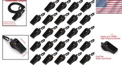 High-Quality Black Whistles with Lanyards – 24 Count for Coaches & Lifeguards