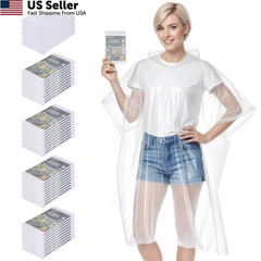 APEXUP Disposable Rain Ponchos for Adults, 50-Pack, Clear 50 Pack