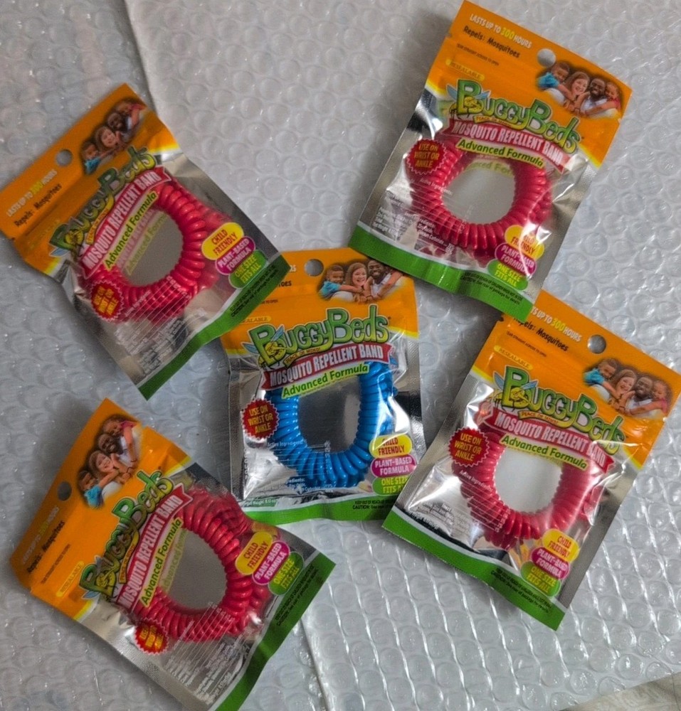 Buggy Beds Mosquito Insect Repellent Wristbands Multiple Colors 5 Packs