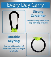 C and C Adventures Carabiner Keychain One Size, Bright Green Black