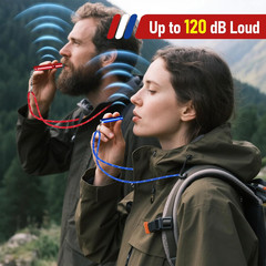 6 Pack Emergency Whistle Set, 120dB, 3 Paracord Lanyards & 3 Carabiners | Dual S