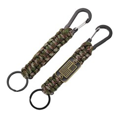 2Pcs Paracord Keychains, Paracord Keychain with USA Flag, Olive Green Camouflage