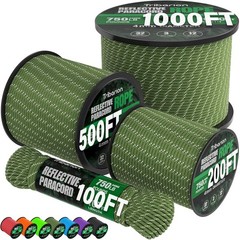 Reflective Paracord Rope 750 lb – 100ft 5/32″ Parachute Cord 4MM 12-Strand para