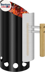 6.5″X14.5″ Double Enameled Charcoal Chimney Starter with Stainless Steel Heat Sh