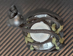 Paracord Survival Hand Sanitizer Bottle Holder Keychain Black and Green