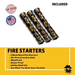 Black Beard Captain’s Loot Fire Starter Kit With Ferro Rod & Fire Starter Rope |
