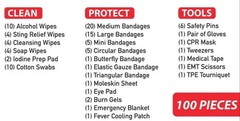 100Pc First Aid Kit Stored in a Waterproof Red Dry Sack