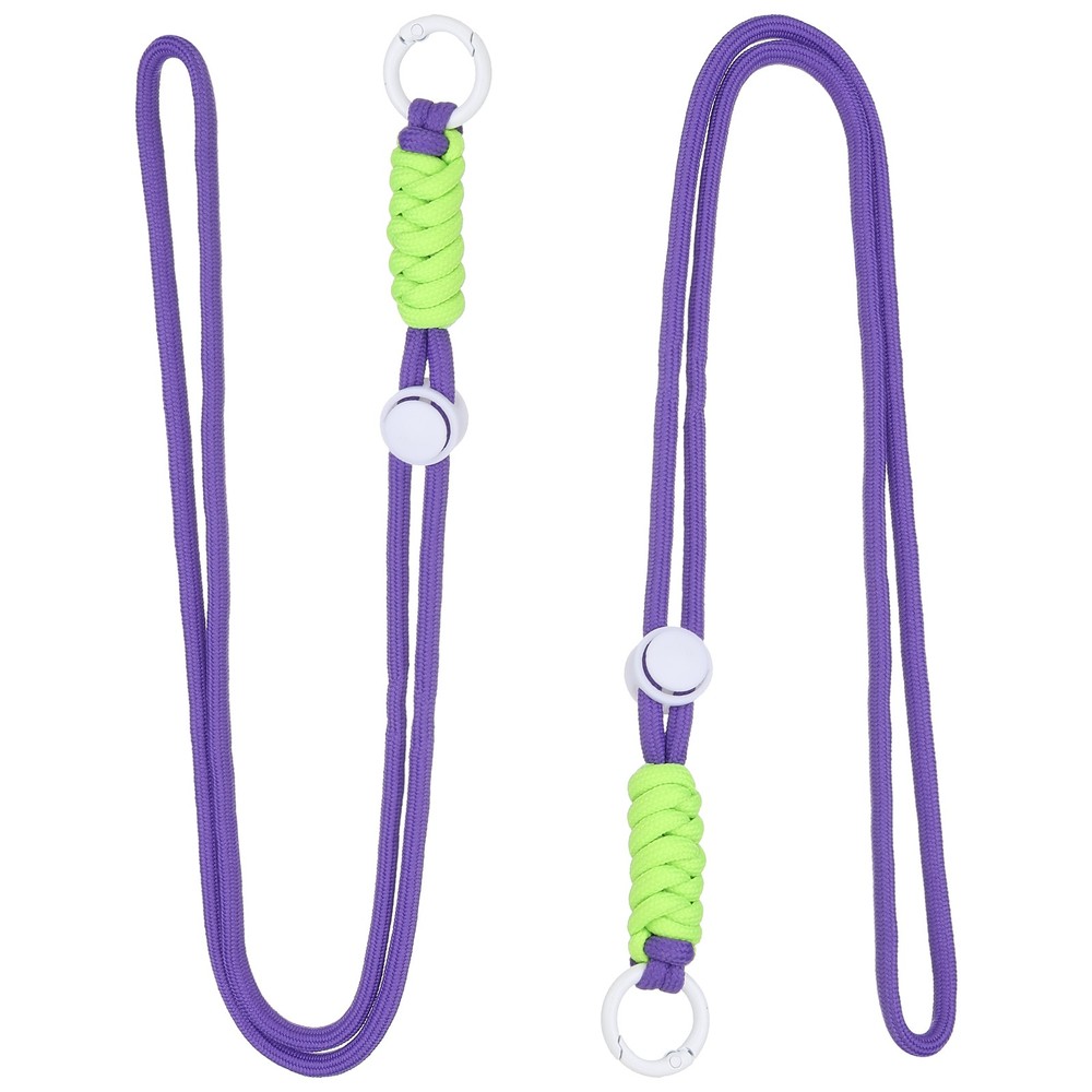 2 Pcs Paracord Lanyard Necklace, Lanyard with Split Ring, Purple & White & Green