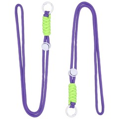 2 Pcs Paracord Lanyard Necklace, Lanyard with Split Ring, Purple & White & Green