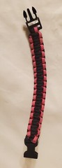 Paracord Survival Emergency Bracelet – 9″ L -Side Release Buckle-Black and Pink