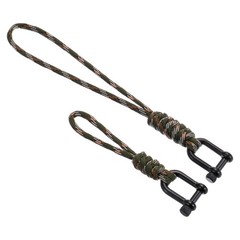 Wrist Lanyard with D Ring in Shackle U Shape Metal Clasp, Camouflage Green 2pcs
