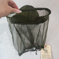 Vintage US Military Insect Head Net Green Army Shade 3 Nylon Size 59 NSN 8415